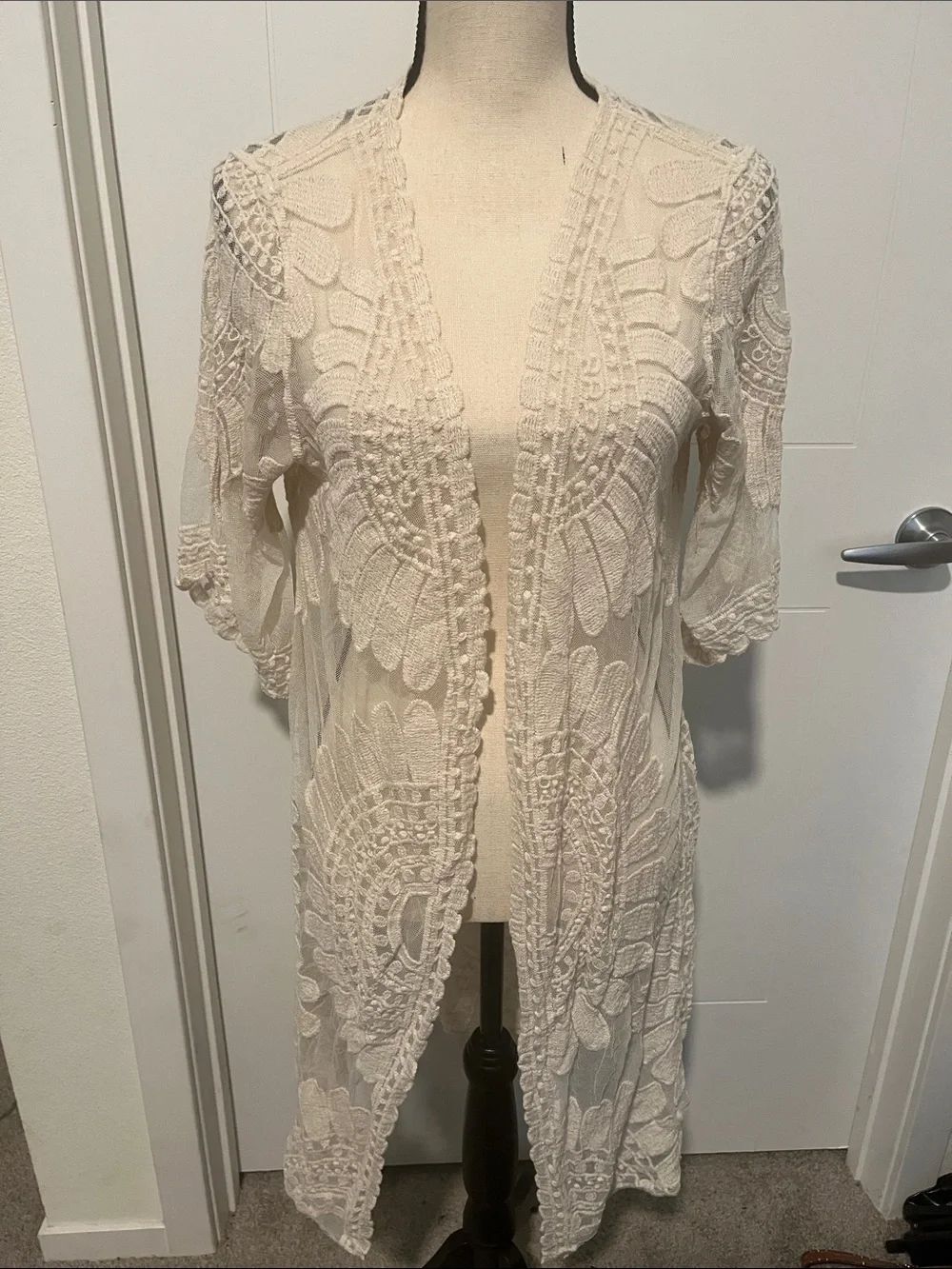 Rebellion Off White Bohemian Open Kimono Resort Coastal Beach Vacation Pool